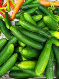 Full frame shot of green chili peppers