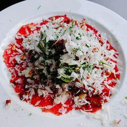 High angle view of salad in plate