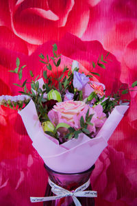Close-up of pink roses on plant