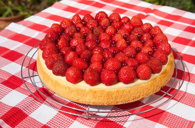 Close-up of strawberries on table