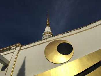 Low angle view of temple against sky at night