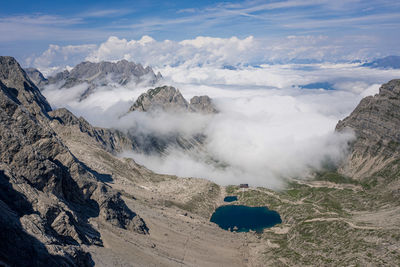 Scenic view of mountain range against sky