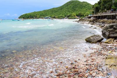 Scenic view of beach against sky
