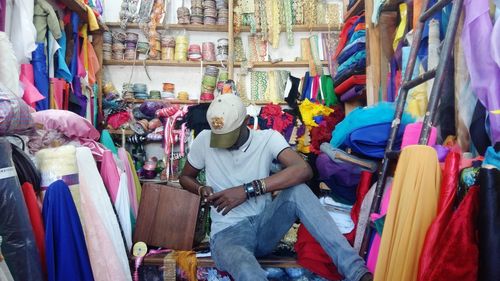 Panoramic view of market stall