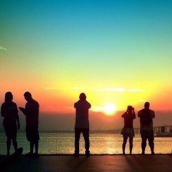 Scenic view of sea at sunset