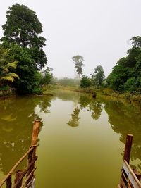 Scenic view of lake against clear sky