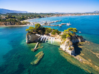 High angle view of beach against sky