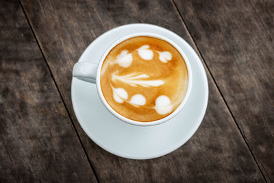 High angle view of coffee on table