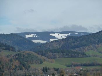 Scenic view of mountains against sky