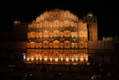 Illuminated building at night