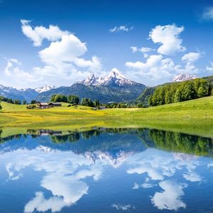 Scenic view of lake against sky