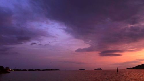 Scenic view of sea against cloudy sky