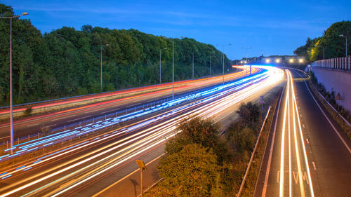 Light trails on highway at night