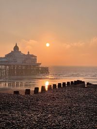 Scenic view of sea during sunset