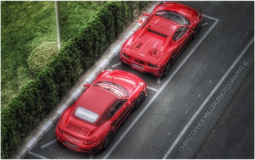 Red car on road