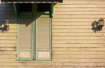 Closed shutter of old building