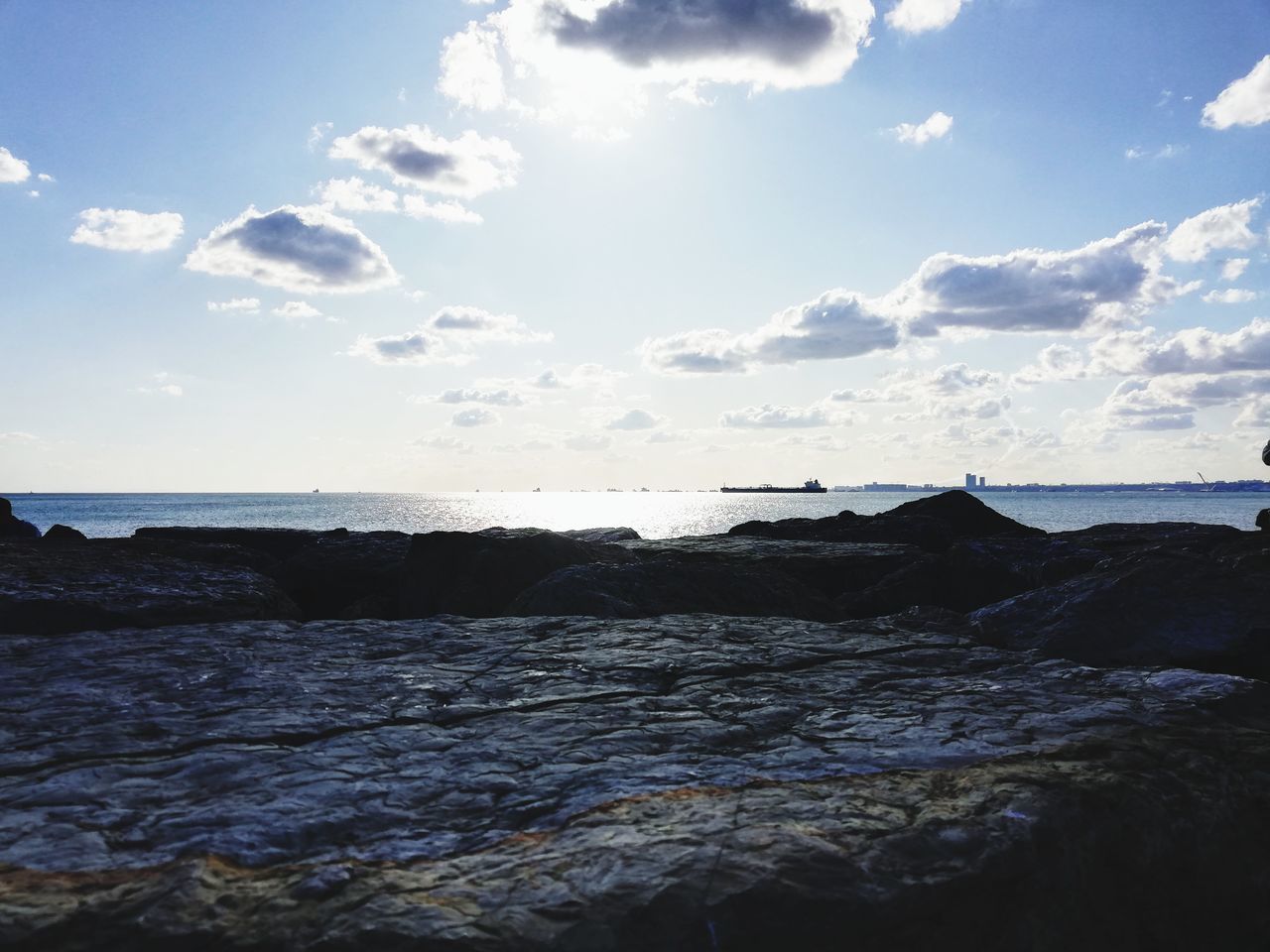 SCENIC VIEW OF ROCKS ON SEA AGAINST SKY