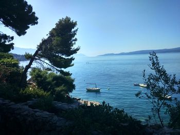 Scenic view of boat in sea