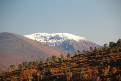 Scenic view of mountains against clear sky