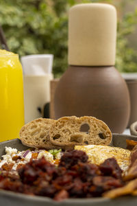 Close-up of food on table