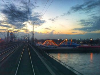 Railroad track at sunset