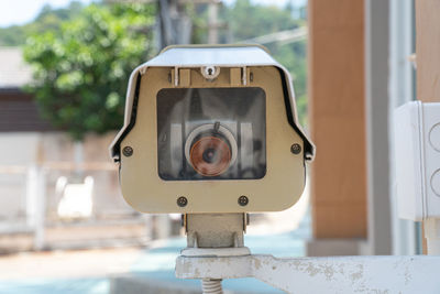 Close-up of telephone booth