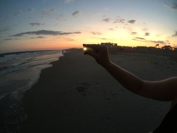 Scenic view of sea at sunset