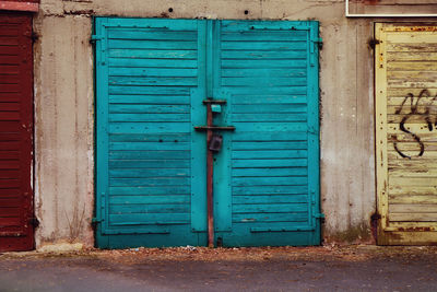 Close-up of closed blue door