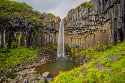 Scenic view of waterfall