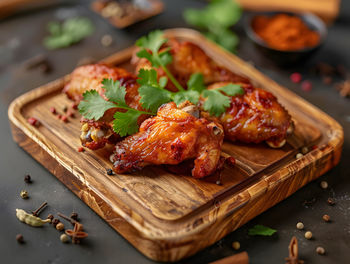 Close-up of food on cutting board