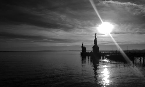 Scenic view of the lake of constance against sky during sunset