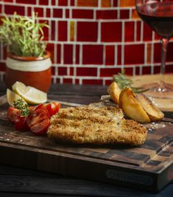 Close-up of food on table