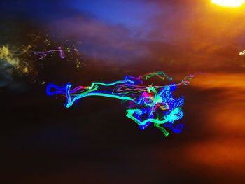 Multi colored light painting at night