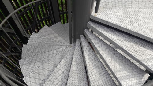 High angle view of metal staircase