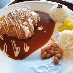 Close-up of dessert served in plate