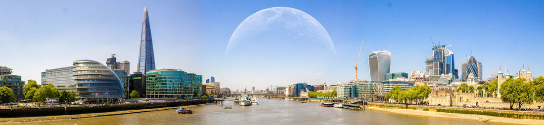 Panoramic view of modern buildings against sky