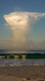 Scenic view of sea against cloudy sky