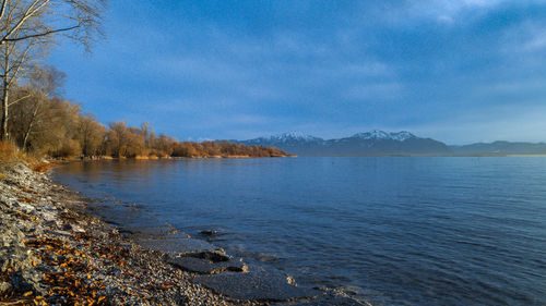 Scenic view of lake against sky