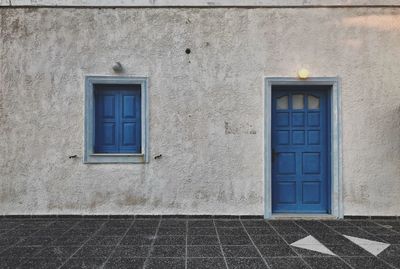 Closed door of building