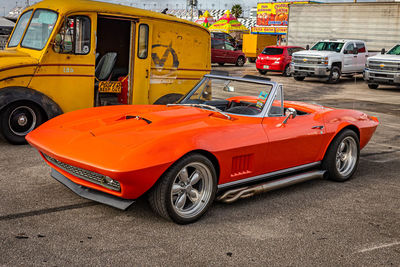 Vintage car on road