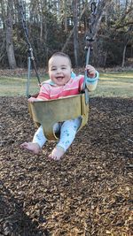 Portrait of happy girl in playground