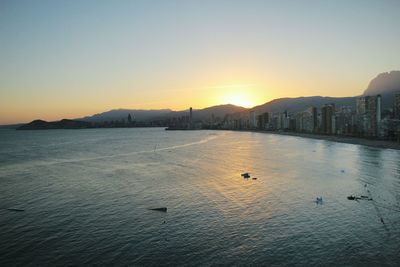 Scenic view of sea during sunset