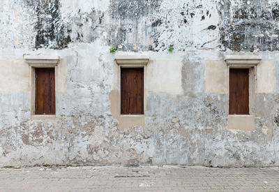 Closed door of building