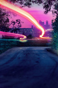 Light trails on street at night