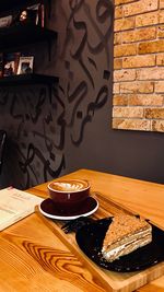 High angle view of coffee on table