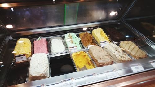 Close-up of ice cream in store