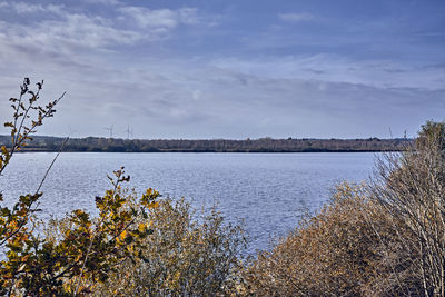 Scenic view of lake against sky