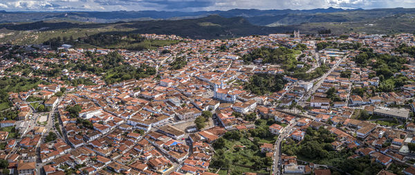 High angle view of townscape