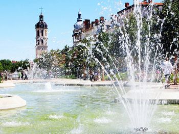 View of fountain in park