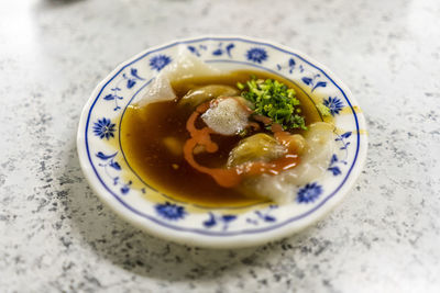 Close-up of food in plate on table